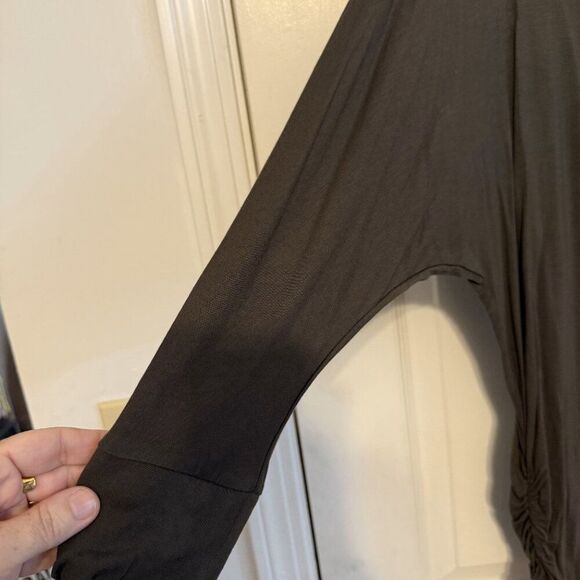 NWT Zenana Top Army Green | Wide Neck | Rouched Bottom | Stretchy | Oversized - Picture 4 of 4